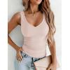 Zeagoo Women’s Double Lined V Neck Tank Tops Summer Slim Fit Basic Sleeveless Shirts Cute Trendy Going Out Tops(Champagne)