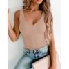 Zeagoo Women’s Double Lined V Neck Tank Tops Summer Slim Fit Basic Sleeveless Shirts Cute Trendy Going Out Tops(Khaki)