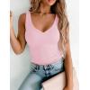 Zeagoo Women’s Double Lined V Neck Tank Tops Summer Slim Fit Basic Sleeveless Shirts Cute Trendy Going Out Tops(Pink)
