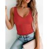 Zeagoo Women’s Double Lined V Neck Tank Tops Summer Slim Fit Basic Sleeveless Shirts Cute Trendy Going Out Tops(Red)