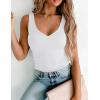 Zeagoo Women’s Double Lined V Neck Tank Tops Summer Slim Fit Basic Sleeveless Shirts Cute Trendy Going Out Tops(White)