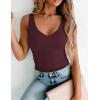 Zeagoo Women’s Double Lined V Neck Tank Tops Summer Slim Fit Basic Sleeveless Shirts Cute Trendy Going Out Tops(Wine Red)