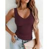 Zeagoo Women’s Double Lined V Neck Tank Tops Summer Slim Fit Basic Sleeveless Shirts Cute Trendy Going Out Tops(Wine Red)