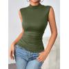 Zeagoo Womens Mock Turtleneck Tank Tops 2026 Slim Fitted Sleeveless Top Stretchy Basic Casual Layer Tee Shirts(Army Green)