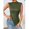 Zeagoo Womens Mock Turtleneck Tank Tops 2026 Slim Fitted Sleeveless Top Stretchy Basic Casual Layer Tee Shirts(Army Green)