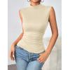 Zeagoo Womens Mock Turtleneck Tank Tops 2026 Slim Fitted Sleeveless Top Stretchy Basic Casual Layer Tee Shirts(Beige)