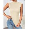 Zeagoo Womens Mock Turtleneck Tank Tops 2026 Slim Fitted Sleeveless Top Stretchy Basic Casual Layer Tee Shirts(Beige)