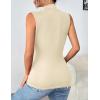 Zeagoo Womens Mock Turtleneck Tank Tops 2026 Slim Fitted Sleeveless Top Stretchy Basic Casual Layer Tee Shirts(Beige)