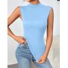Zeagoo Womens Mock Turtleneck Tank Tops 2026 Slim Fitted Sleeveless Top Stretchy Basic Casual Layer Tee Shirts(Blue)