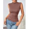 Zeagoo Womens Mock Turtleneck Tank Tops 2026 Slim Fitted Sleeveless Top Stretchy Basic Casual Layer Tee Shirts(Brown)