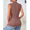 Zeagoo Womens Mock Turtleneck Tank Tops 2026 Slim Fitted Sleeveless Top Stretchy Basic Casual Layer Tee Shirts(Brown)
