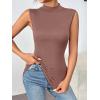 Zeagoo Womens Mock Turtleneck Tank Tops 2026 Slim Fitted Sleeveless Top Stretchy Basic Casual Layer Tee Shirts(Brown)