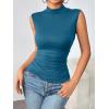 Zeagoo Womens Mock Turtleneck Tank Tops 2026 Slim Fitted Sleeveless Top Stretchy Basic Casual Layer Tee Shirts(Dark Blue)