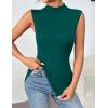 Zeagoo Womens Mock Turtleneck Tank Tops 2026 Slim Fitted Sleeveless Top Stretchy Basic Casual Layer Tee Shirts(Deep Green)