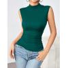 Zeagoo Womens Mock Turtleneck Tank Tops 2026 Slim Fitted Sleeveless Top Stretchy Basic Casual Layer Tee Shirts(Deep Green)