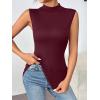 Zeagoo Womens Mock Turtleneck Tank Tops 2026 Slim Fitted Sleeveless Top Stretchy Basic Casual Layer Tee Shirts(Deep Red)