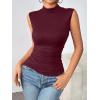 Zeagoo Womens Mock Turtleneck Tank Tops 2026 Slim Fitted Sleeveless Top Stretchy Basic Casual Layer Tee Shirts(Deep Red)