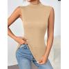 Zeagoo Womens Mock Turtleneck Tank Tops 2026 Slim Fitted Sleeveless Top Stretchy Basic Casual Layer Tee Shirts(Khaki)