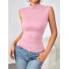 Zeagoo Womens Mock Turtleneck Tank Tops 2026 Slim Fitted Sleeveless Top Stretchy Basic Casual Layer Tee Shirts(Light Pink)