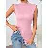 Zeagoo Womens Mock Turtleneck Tank Tops 2026 Slim Fitted Sleeveless Top Stretchy Basic Casual Layer Tee Shirts(Light Pink)