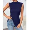 Zeagoo Womens Mock Turtleneck Tank Tops 2026 Slim Fitted Sleeveless Top Stretchy Basic Casual Layer Tee Shirts(Navy Blue)