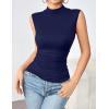 Zeagoo Womens Mock Turtleneck Tank Tops 2026 Slim Fitted Sleeveless Top Stretchy Basic Casual Layer Tee Shirts(Navy Blue)