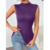 Zeagoo Womens Mock Turtleneck Tank Tops 2026 Slim Fitted Sleeveless Top Stretchy Basic Casual Layer Tee Shirts(Purple)
