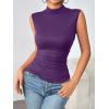 Zeagoo Womens Mock Turtleneck Tank Tops 2026 Slim Fitted Sleeveless Top Stretchy Basic Casual Layer Tee Shirts(Purple)