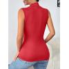 Zeagoo Womens Mock Turtleneck Tank Tops 2026 Slim Fitted Sleeveless Top Stretchy Basic Casual Layer Tee Shirts(Red)