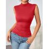 Zeagoo Womens Mock Turtleneck Tank Tops 2026 Slim Fitted Sleeveless Top Stretchy Basic Casual Layer Tee Shirts(Red)