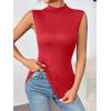 Zeagoo Womens Mock Turtleneck Tank Tops 2026 Slim Fitted Sleeveless Top Stretchy Basic Casual Layer Tee Shirts(Red)