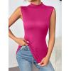 Zeagoo Womens Mock Turtleneck Tank Tops 2026 Slim Fitted Sleeveless Top Stretchy Basic Casual Layer Tee Shirts(Rose Red)