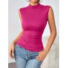 Zeagoo Womens Mock Turtleneck Tank Tops 2026 Slim Fitted Sleeveless Top Stretchy Basic Casual Layer Tee Shirts(Rose Red)