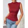 Zeagoo Womens Mock Turtleneck Tank Tops 2026 Slim Fitted Sleeveless Top Stretchy Basic Casual Layer Tee Shirts(Wine Red)