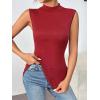 Zeagoo Womens Mock Turtleneck Tank Tops 2026 Slim Fitted Sleeveless Top Stretchy Basic Casual Layer Tee Shirts(Wine Red)