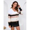 Zeagoo Women’s Oversized Button Cardigan Sweaters 2026 Fall Open Front Lightweight Cardigans V Neck Loose Knit Outwear(Wide Striped Khaki)