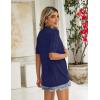 Zeagoo Women’s Short Sleeve 2026 Summer Crochet Cropped Cardigan V Neck Button up Bolero Shrug Sweater(Blue)