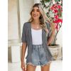 Zeagoo Women’s Short Sleeve 2026 Summer Crochet Cropped Cardigan V Neck Button up Bolero Shrug Sweater(Dark Grey)