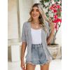 Zeagoo Women’s Short Sleeve 2026 Summer Crochet Cropped Cardigan V Neck Button up Bolero Shrug Sweater(Grey)
