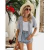 Zeagoo Women’s Short Sleeve 2026 Summer Crochet Cropped Cardigan V Neck Button up Bolero Shrug Sweater(Grey)