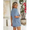Zeagoo Women’s Short Sleeve 2026 Summer Crochet Cropped Cardigan V Neck Button up Bolero Shrug Sweater(Light Blue)