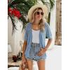 Zeagoo Women’s Short Sleeve 2026 Summer Crochet Cropped Cardigan V Neck Button up Bolero Shrug Sweater(Light Blue)