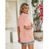 Zeagoo Women’s Short Sleeve 2026 Summer Crochet Cropped Cardigan V Neck Button up Bolero Shrug Sweater(Pink)