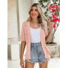 Zeagoo Women’s Short Sleeve 2026 Summer Crochet Cropped Cardigan V Neck Button up Bolero Shrug Sweater(Pink)