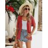 Zeagoo Women’s Short Sleeve 2026 Summer Crochet Cropped Cardigan V Neck Button up Bolero Shrug Sweater(Red)