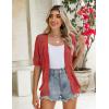 Zeagoo Women’s Short Sleeve 2026 Summer Crochet Cropped Cardigan V Neck Button up Bolero Shrug Sweater(Red)