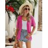 Zeagoo Women’s Short Sleeve 2026 Summer Crochet Cropped Cardigan V Neck Button up Bolero Shrug Sweater(Rose)
