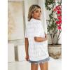 Zeagoo Women’s Short Sleeve 2026 Summer Crochet Cropped Cardigan V Neck Button up Bolero Shrug Sweater(White)