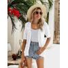 Zeagoo Women’s Short Sleeve 2026 Summer Crochet Cropped Cardigan V Neck Button up Bolero Shrug Sweater(White)