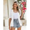 Zeagoo Women’s Short Sleeve 2026 Summer Crochet Cropped Cardigan V Neck Button up Bolero Shrug Sweater(White)